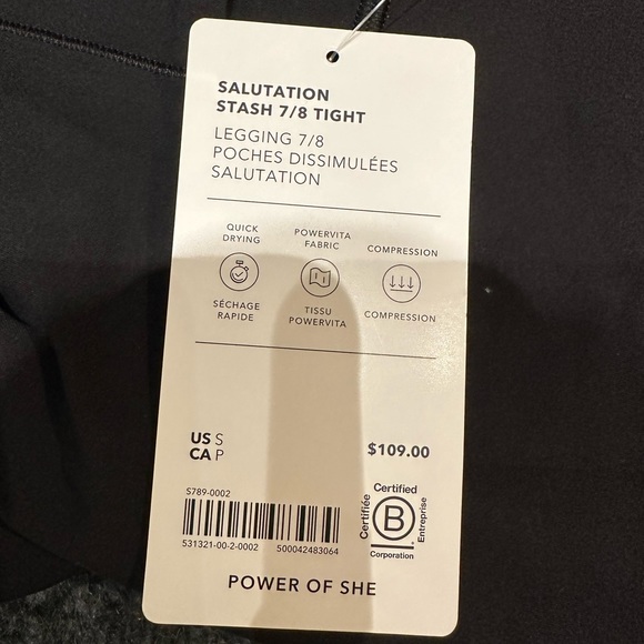 🆕ATHLETA Salutation Stash Pocket 7/8 Tight black leggings #531321 new with tags - Picture 12 of 12
